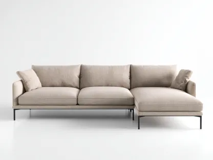 Canapé d'angle en tissu 272x165x82 cm - beige - pour salon - méridienne confortable style moderne-Urbanlinonest