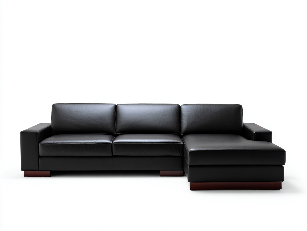 Canapé d'angle noir en similicuir 255x165x82 cm pour salon - lignes épurées design moderne-Urbanlinonest