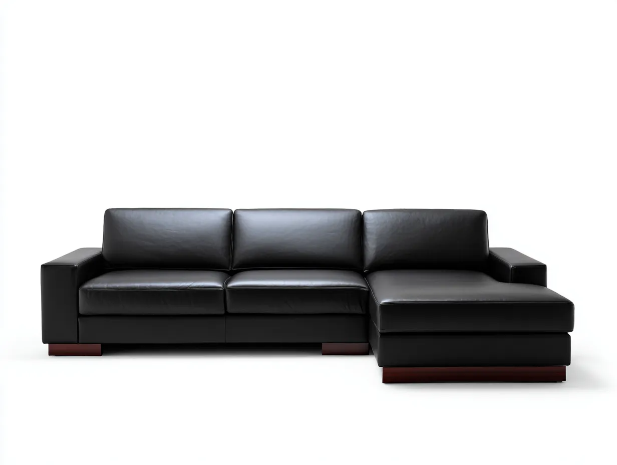 Canapé d'angle noir en similicuir 255x165x82 cm pour salon - lignes épurées design moderne-Urbanlinonest