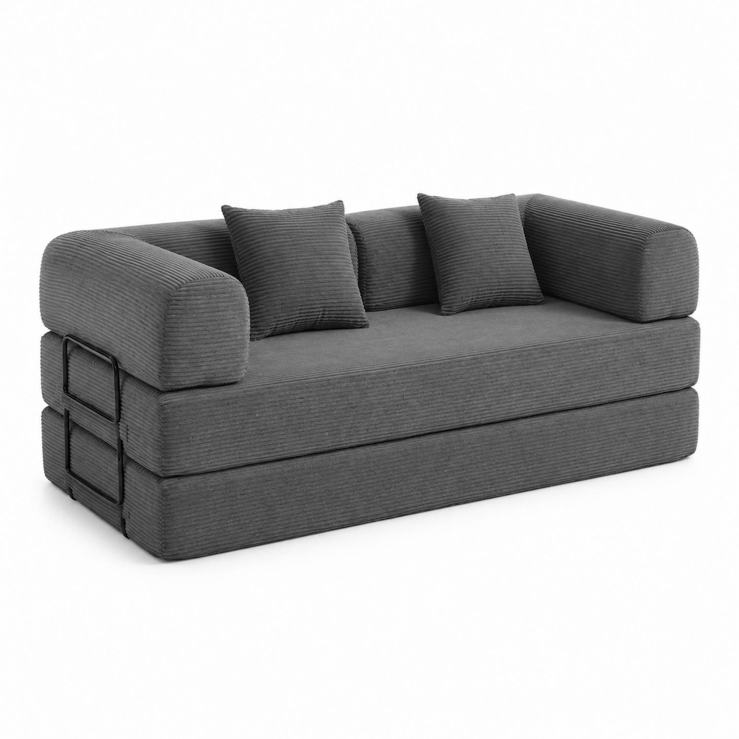 Zweisitziges Schlafsofa aus Kordstoff Dunkelgrau 200x90x75 cm-lorvern