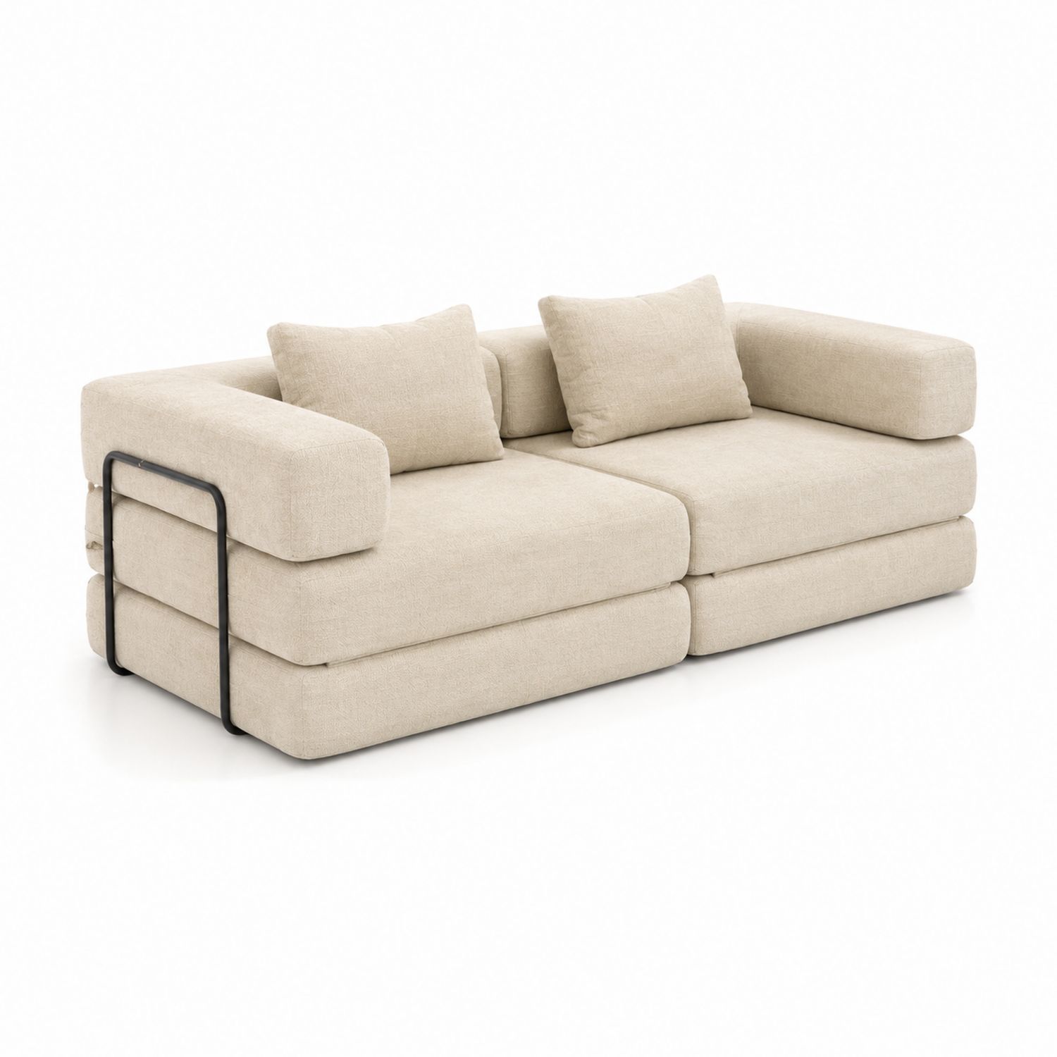 Modulares Sofa 2-Sitzer Beige Stoff Metallrahmen-lorvern