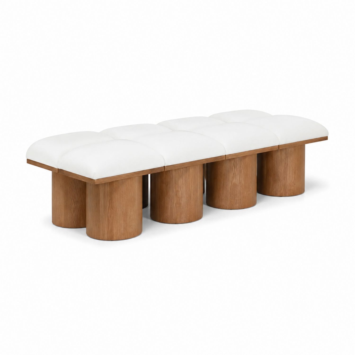 Polsterbank rechteckig 150x40x45 cm Eichenholz Polyester Weiß-lorvern