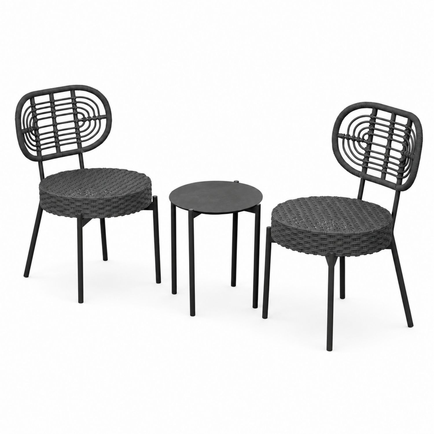 Gartenmöbel-Set Aluminium Schwarz 2 Stühle 1 Tisch-lorvern