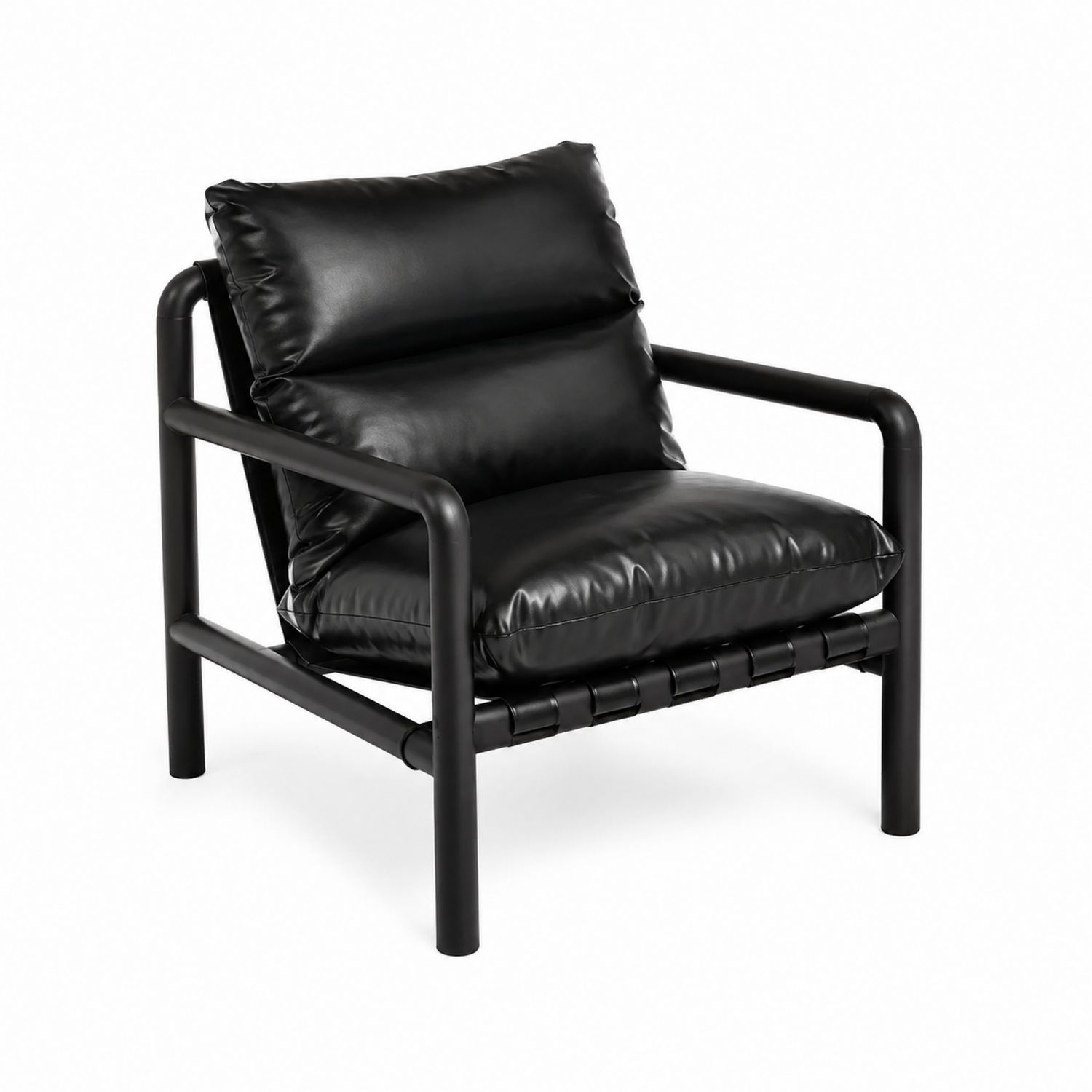Metallrahmenstuhl mit Lederkissen Schwarz-lorvern