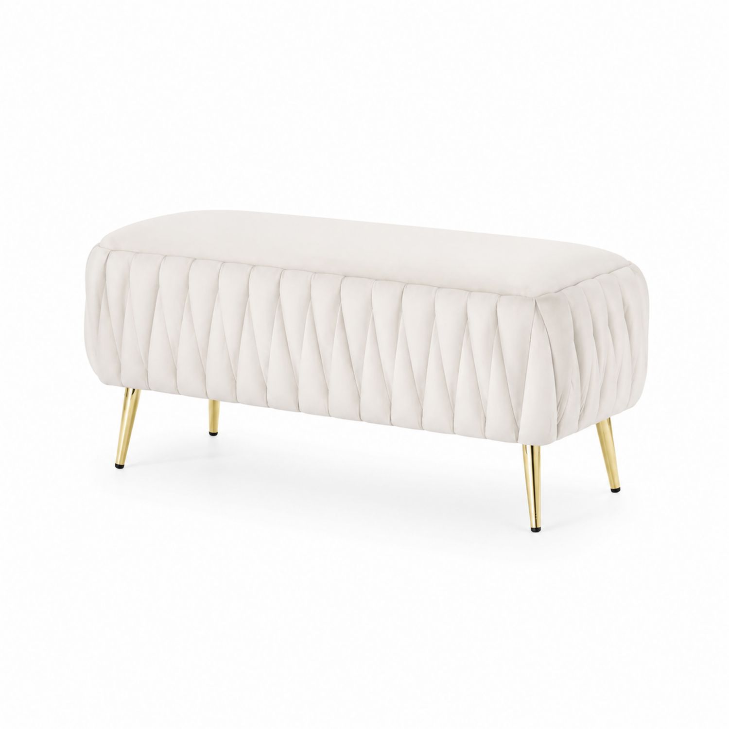 Bank aus Samt mit Metallbeinen Creme 120 cm-lorvern