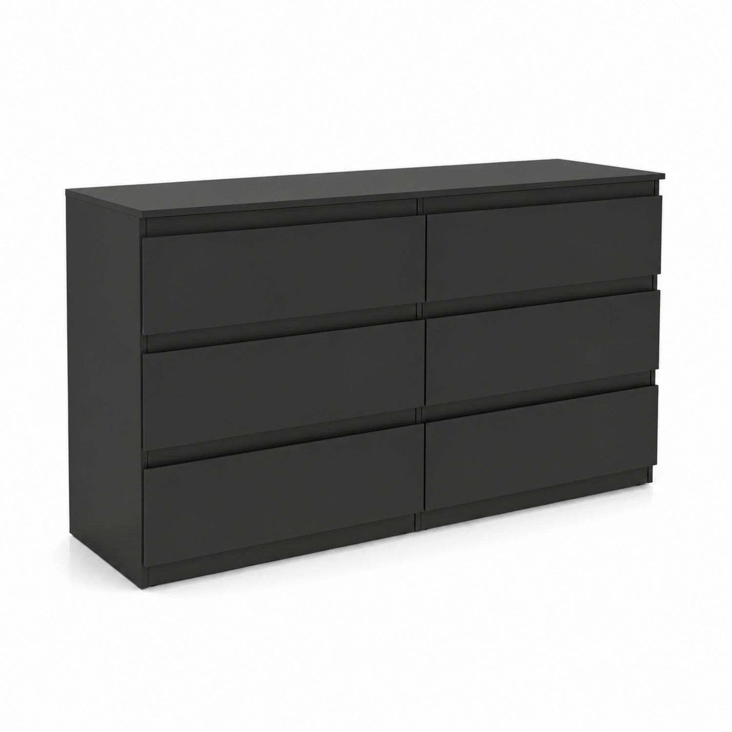 Schwarze MDF Kommode mit 6 Schubladen-lorvern