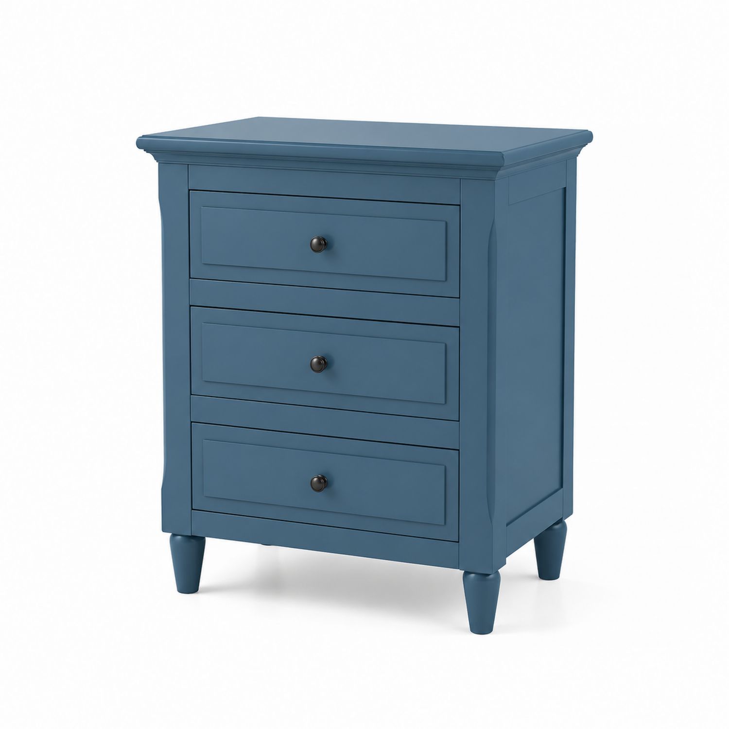 Holz Nachttisch Blau mit 3 Schubladen-lorvern