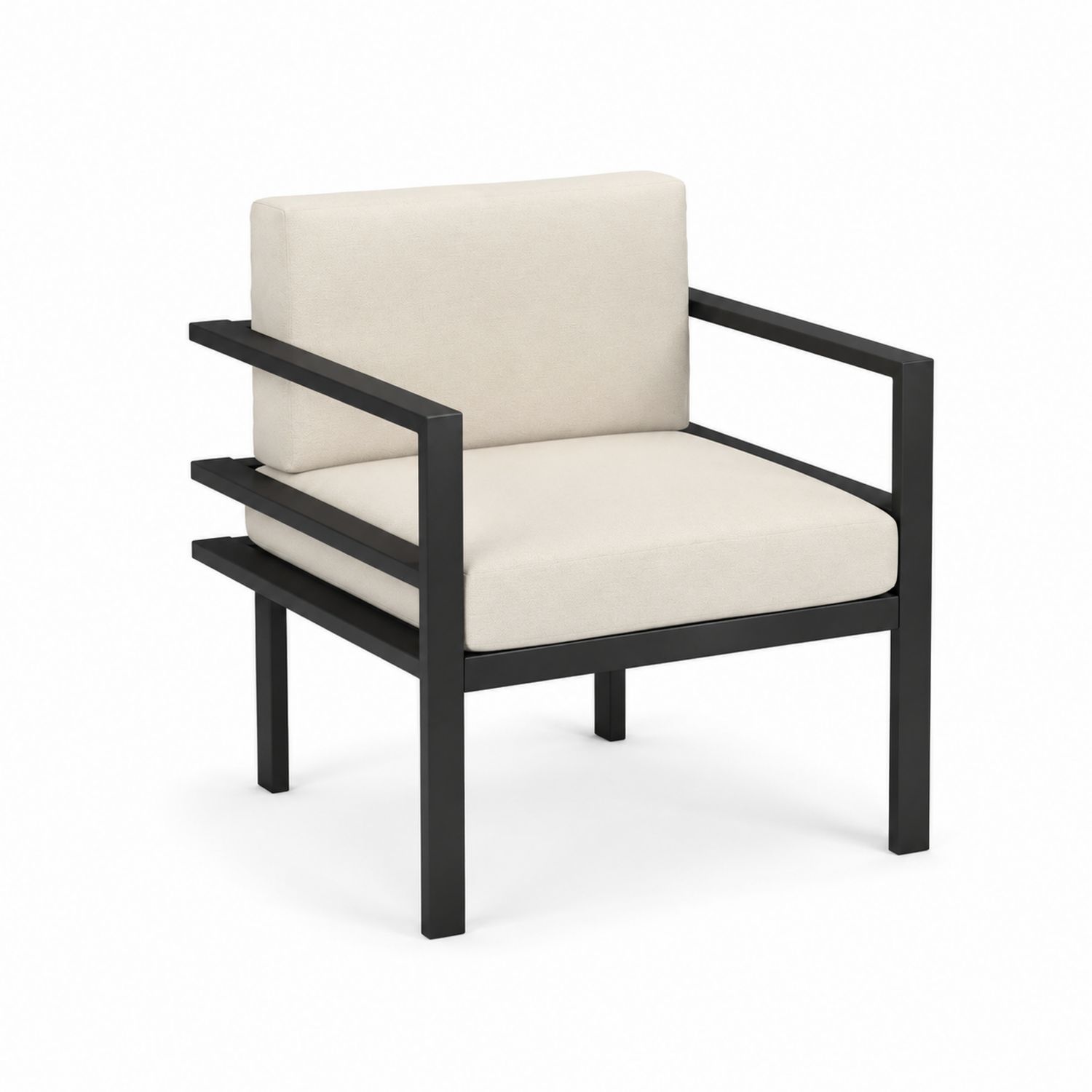 Outdoor-Stuhl mit Armlehnen Aluminium Schwarz/Beige-lorvern