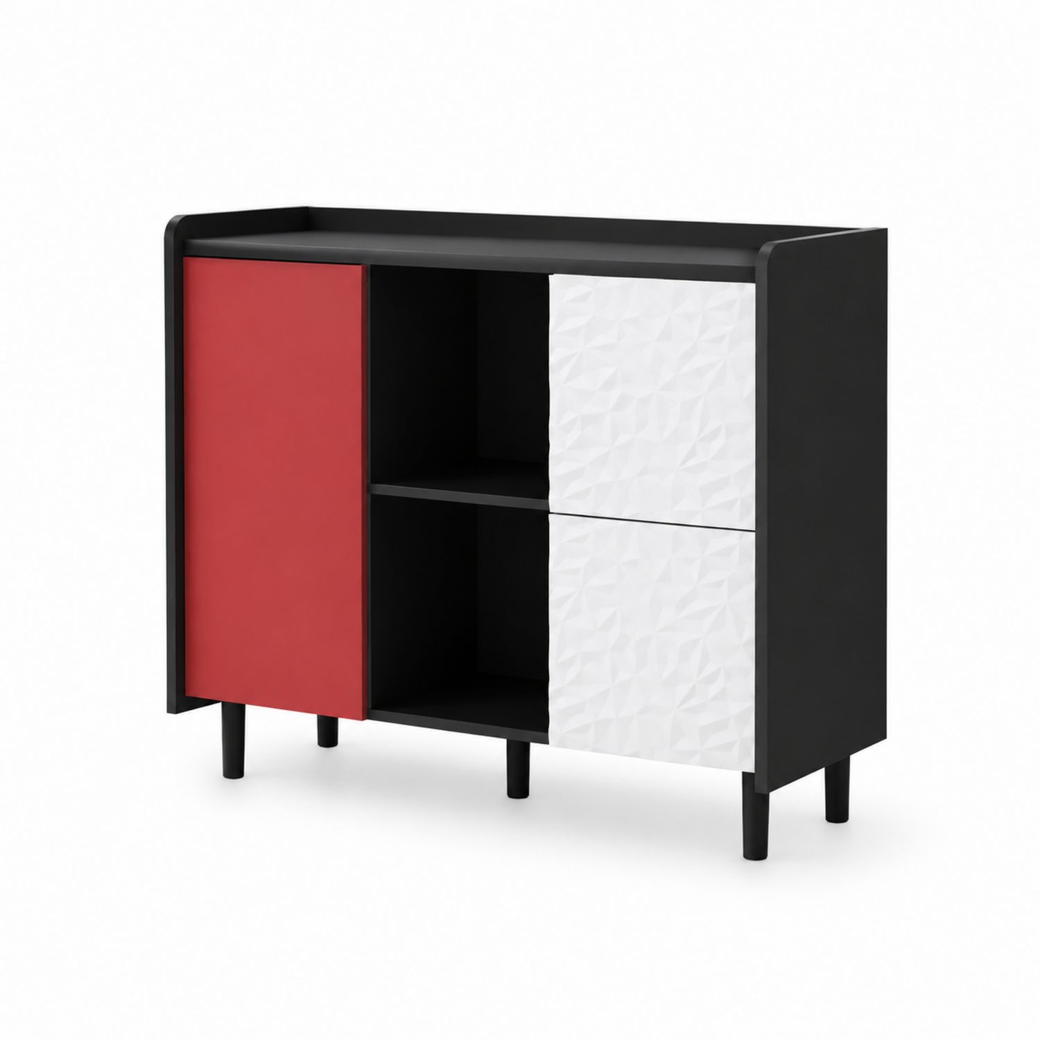 Mehrfarbiges Sideboard mit Türen aus MDF und Kunststoff 120x40x80 cm-lorvern
