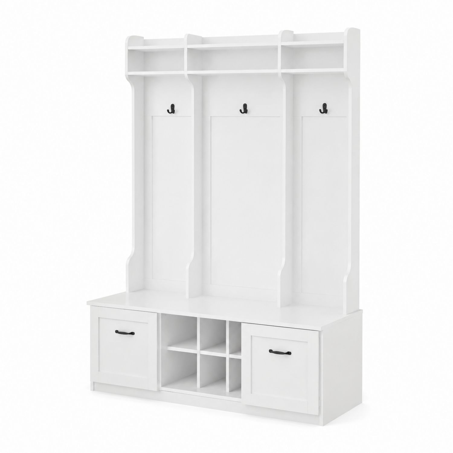 Garderobenschrank MDF Weiß mit Metallhaken-lorvern