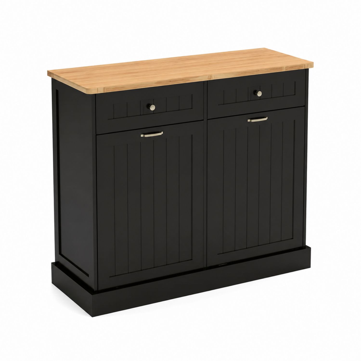 Schrank MDF Schwarz Naturholz 90x40x85cm-lorvern