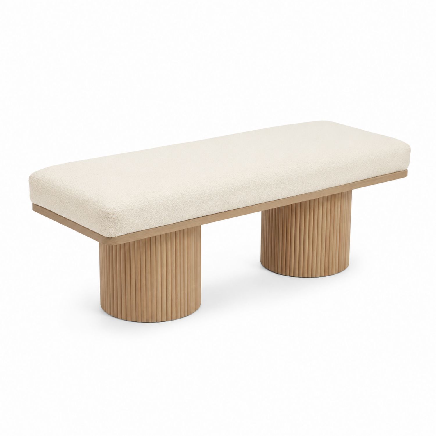 Bank mit Holzbeinen und Polyesterbezug 150x45x40 cm Creme-lorvern