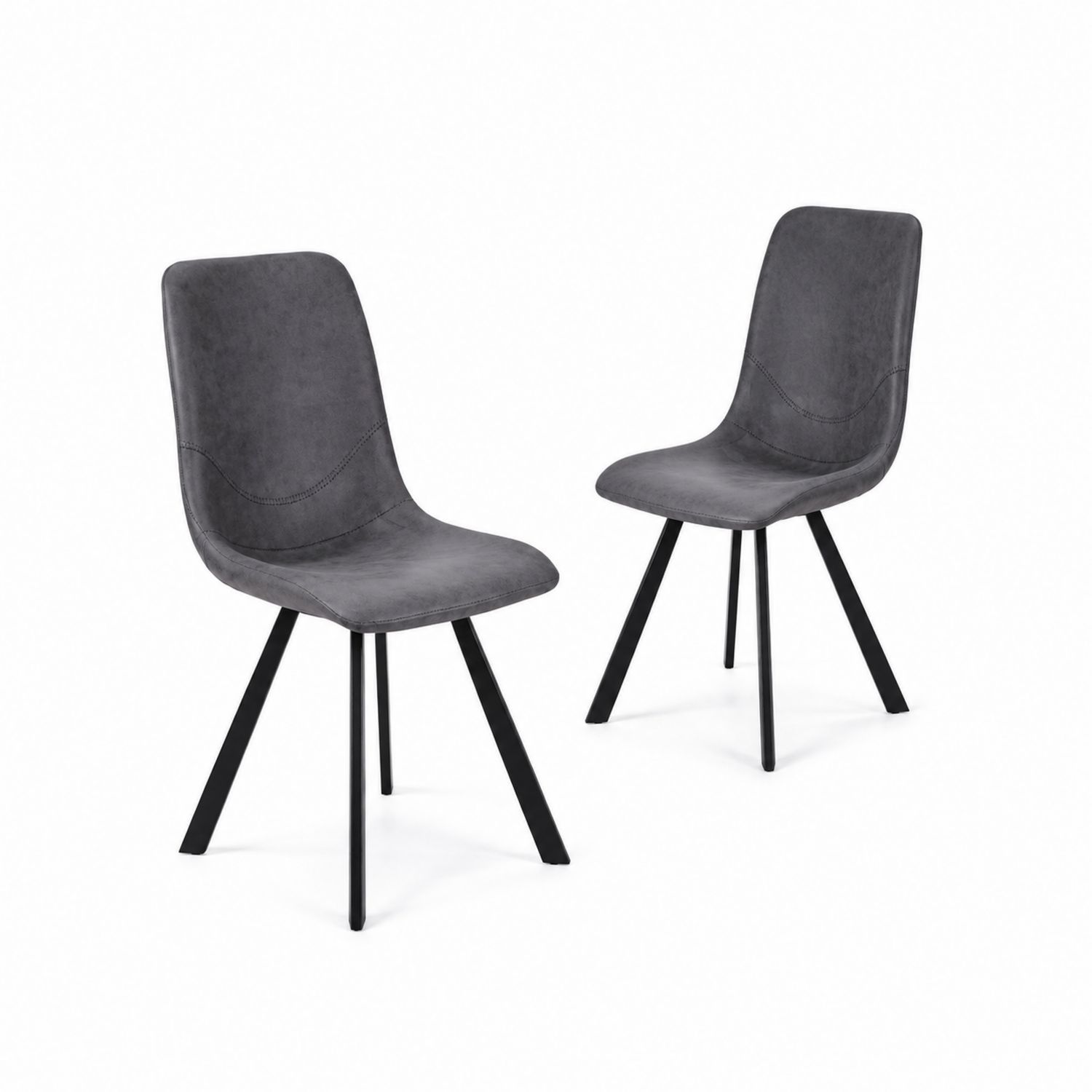 Esszimmerstuhl Set aus Mikrofaser Grau mit Metallbeinen 2er Set-lorvern
