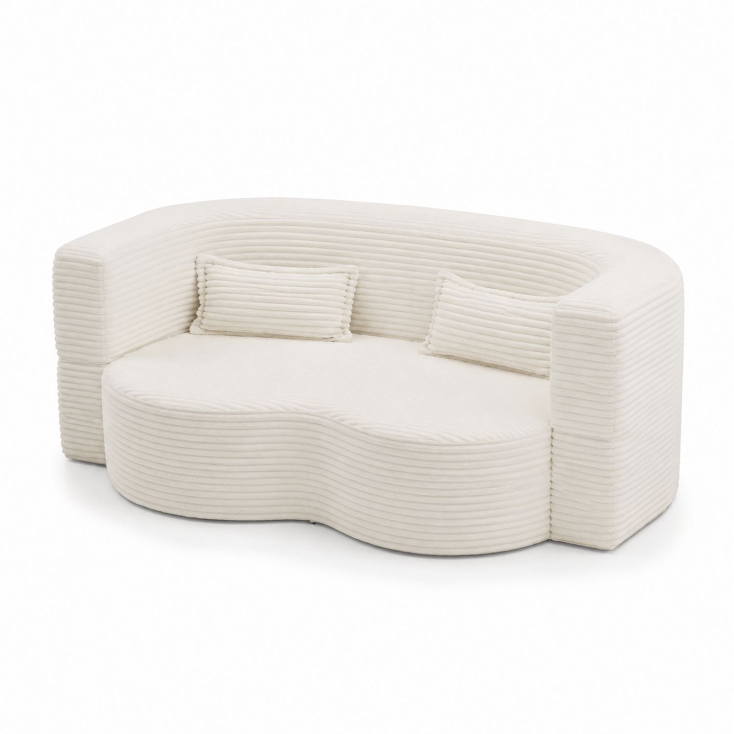 2-Sitzer Sofa aus Cord-Samt Cremeweiß-lorvern