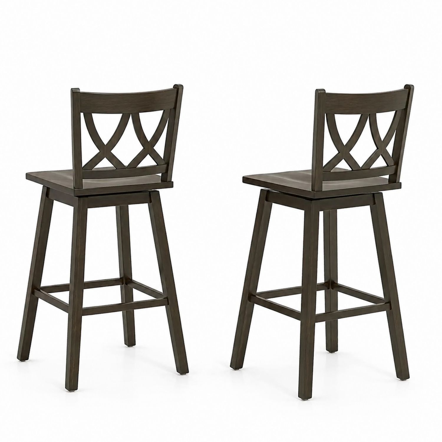 2er Set Barhocker mit Rückenlehne Holz Dunkelbraun-lorvern