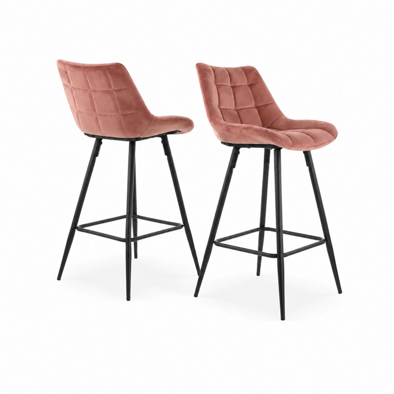 2er-Set Barhocker aus Samt Rosa mit Metallbeinen-lorvern