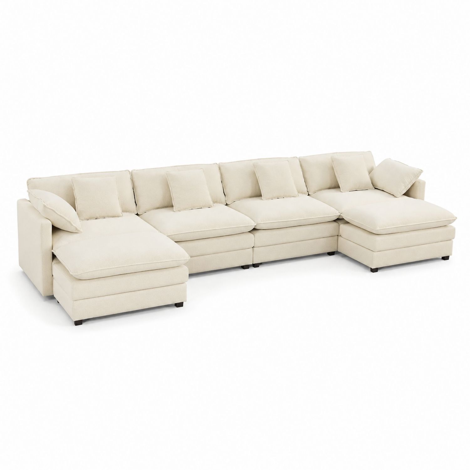 Ecksofa Stoff Beige mit Kissen-lorvern