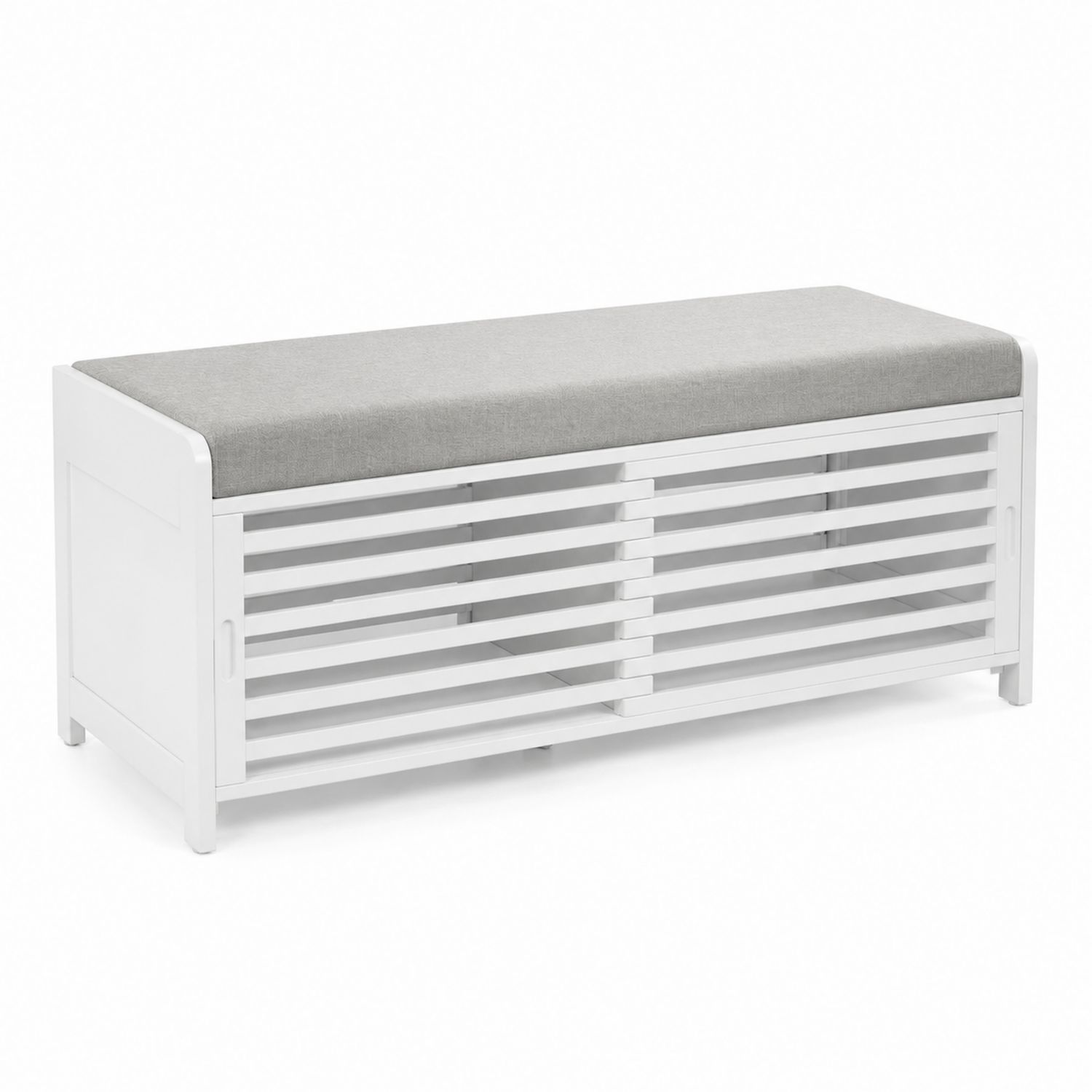 Gepolsterte Sitzbank mit Stauraum aus Kiefernholz Weiß 100x40x45cm-lorvern
