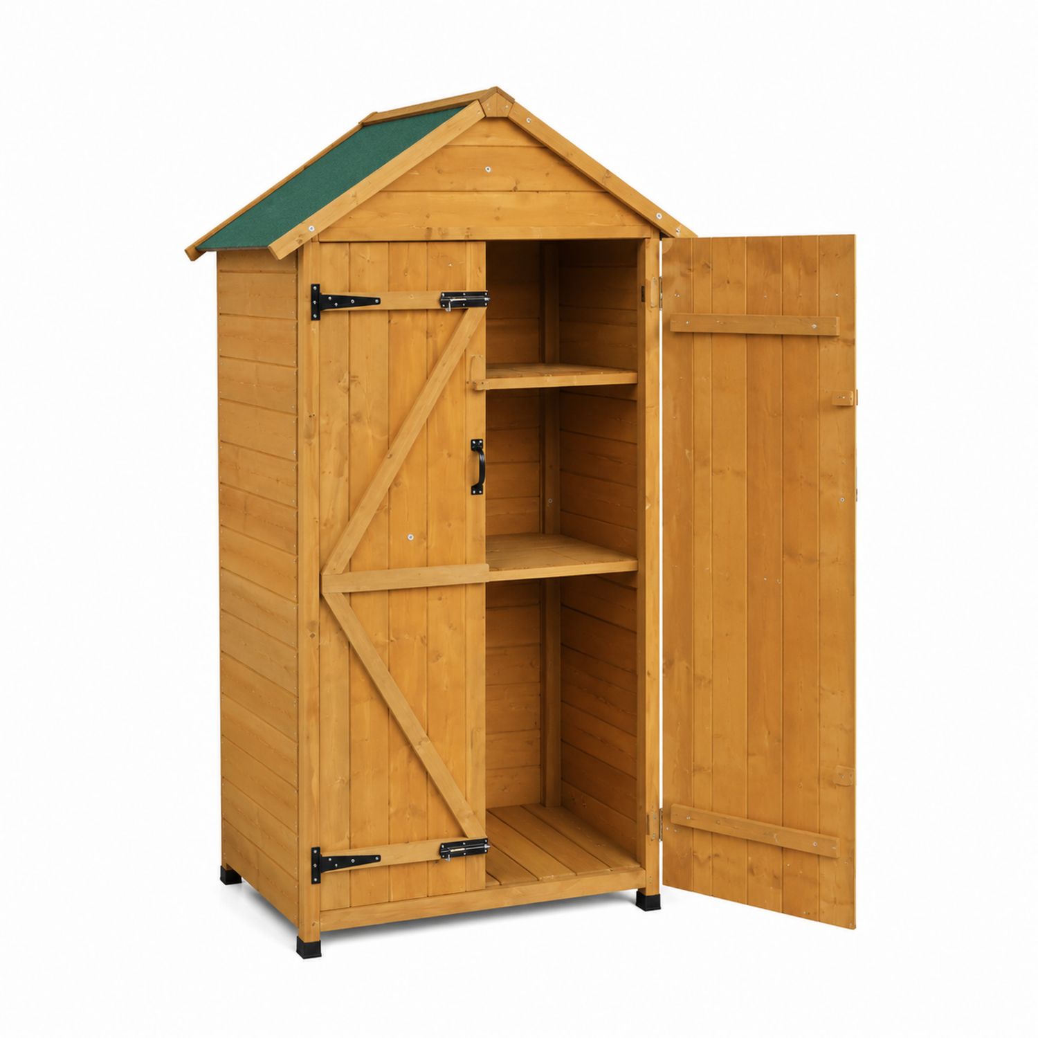 Holz Aufbewahrungsschrank mit Satteldach 87x46x160 cm Gelb-lorvern