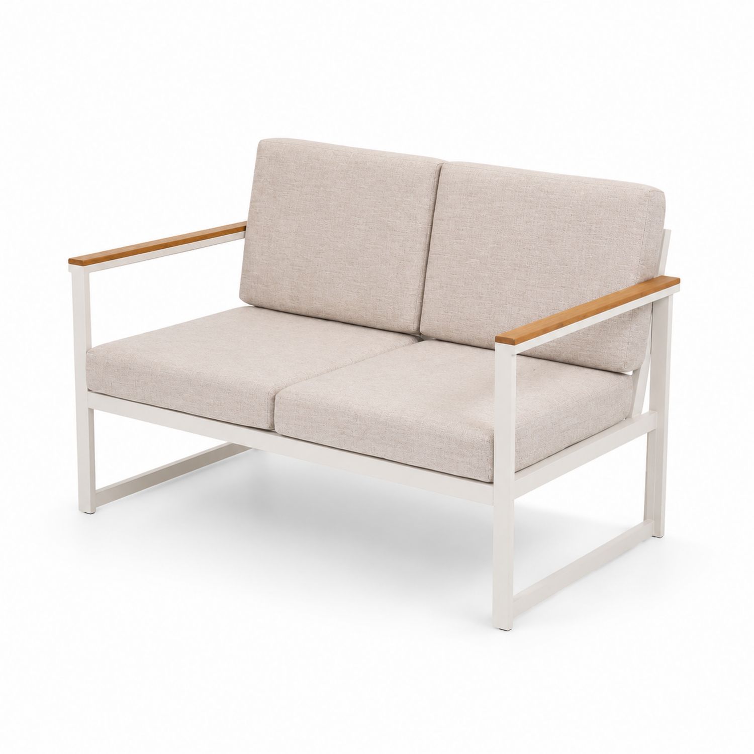Outdoor Sofa Zweisitzer Aluminium Polyester Beige-lorvern