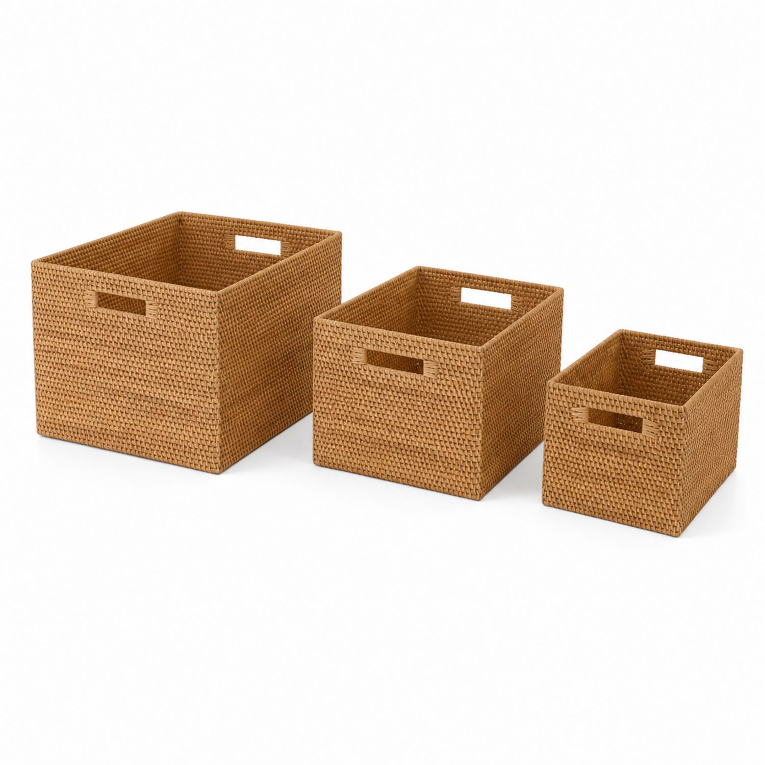 Aufbewahrungskorb Set aus geflochtenem Kunststoff Braun 3 Größen-lorvern