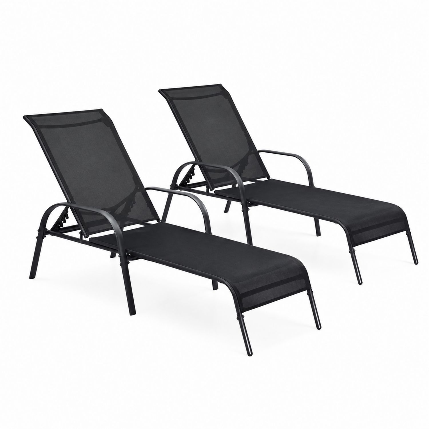 2-teiliges Set Sonnenliegen Aluminium Textilen Schwarz-lorvern