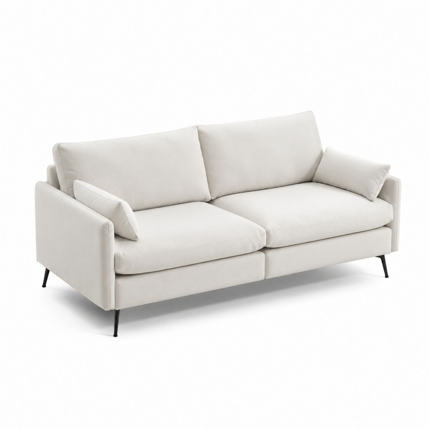 Stoff Sofa Beige mit Holzrahmen 210cm-lorvern