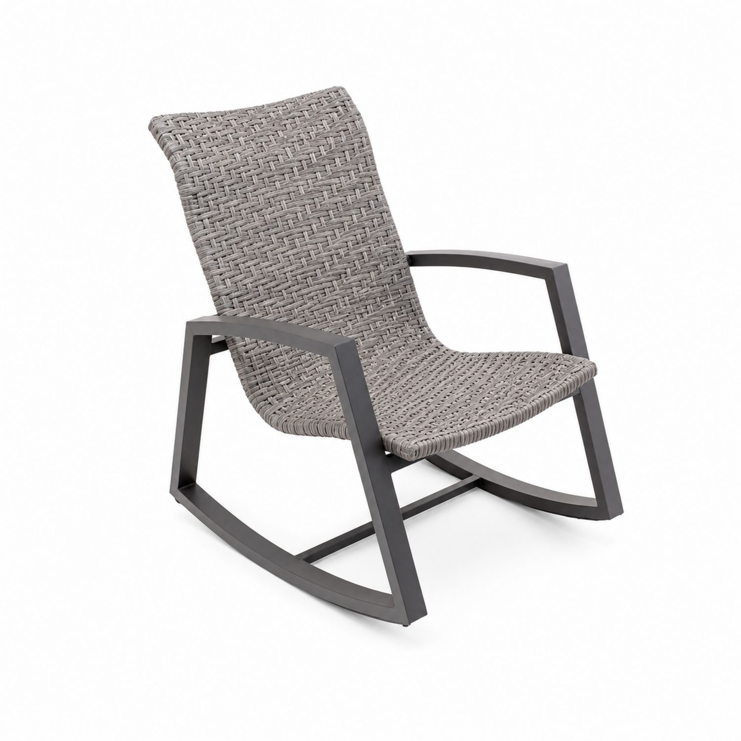 Schaukelstuhl Polyrattan Aluminium Grau-lorvern