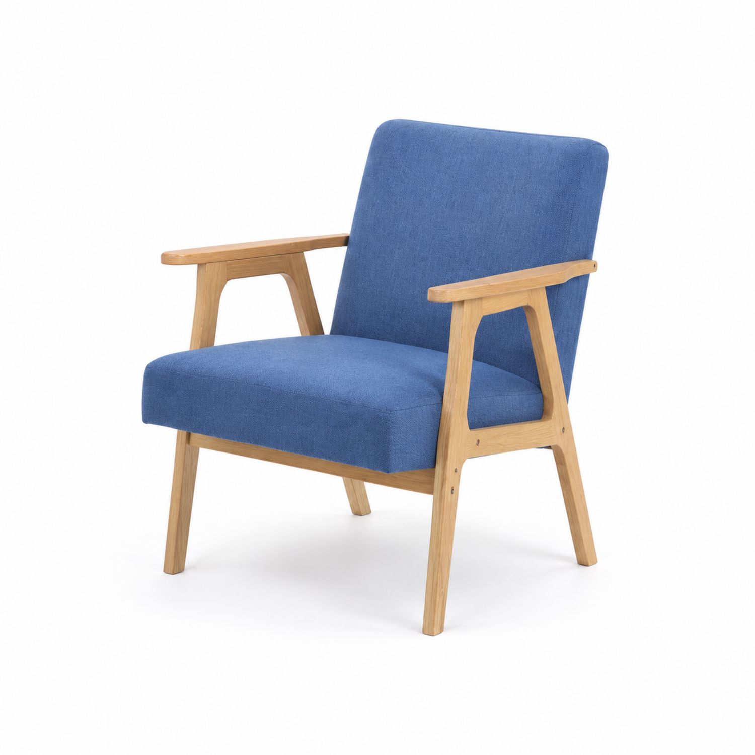 Stuhl mit Holzrahmen und Leinenpolster Blau-lorvern