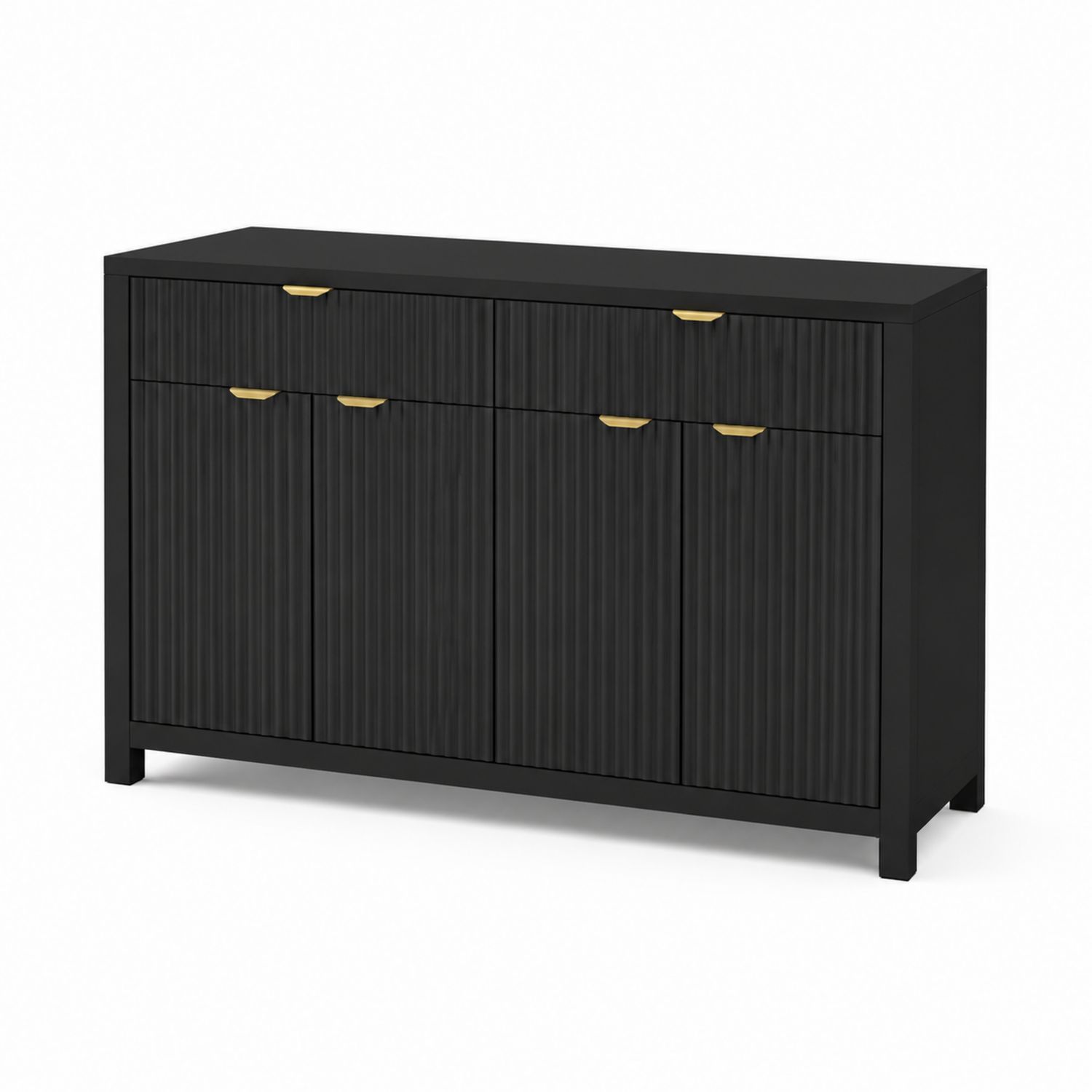 Schwarzes Sideboard aus Holzwerkstoff mit Metallgriffen 120x40x80cm-lorvern