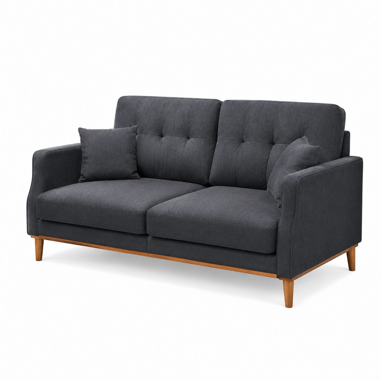 2-Sitzer Sofa aus Holz und Stoff Dunkelgrau-lorvern