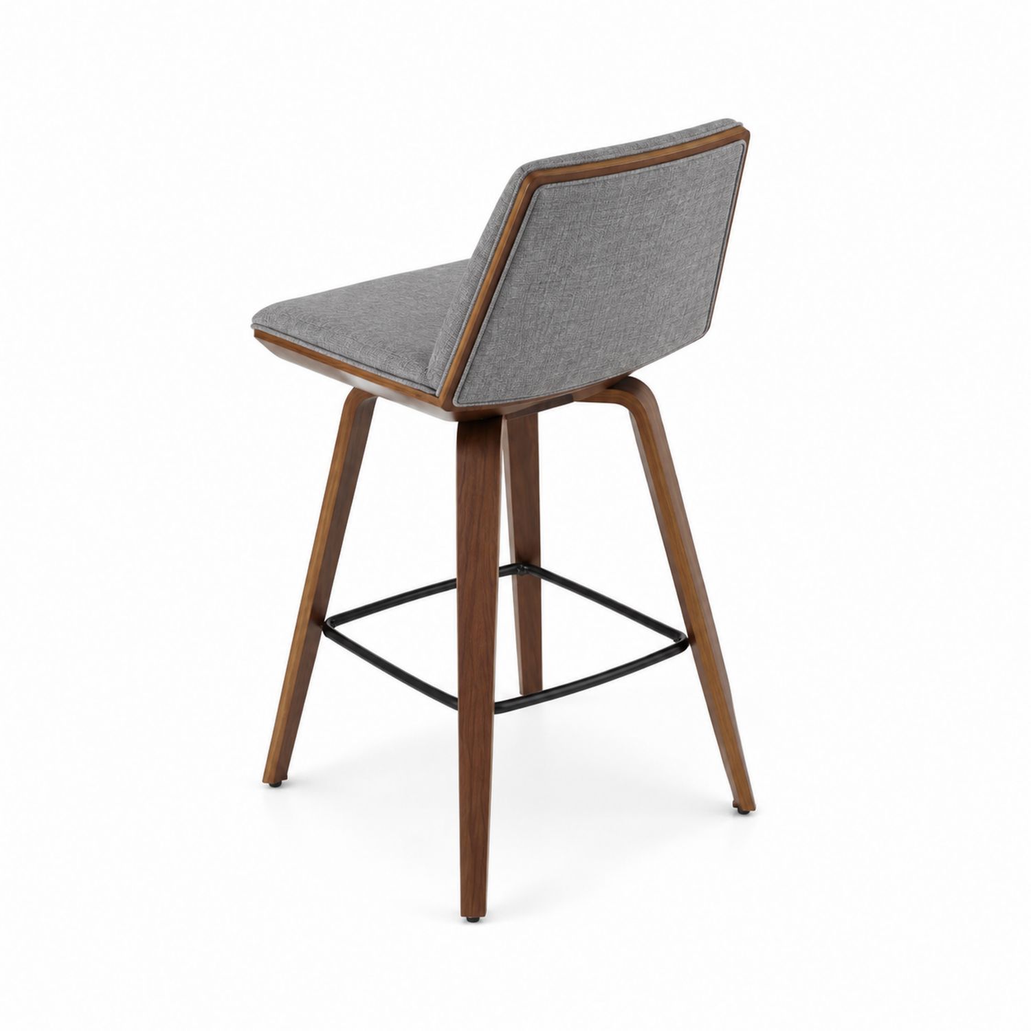 Barhocker aus Holz mit grauem Polyesterstoff-lorvern