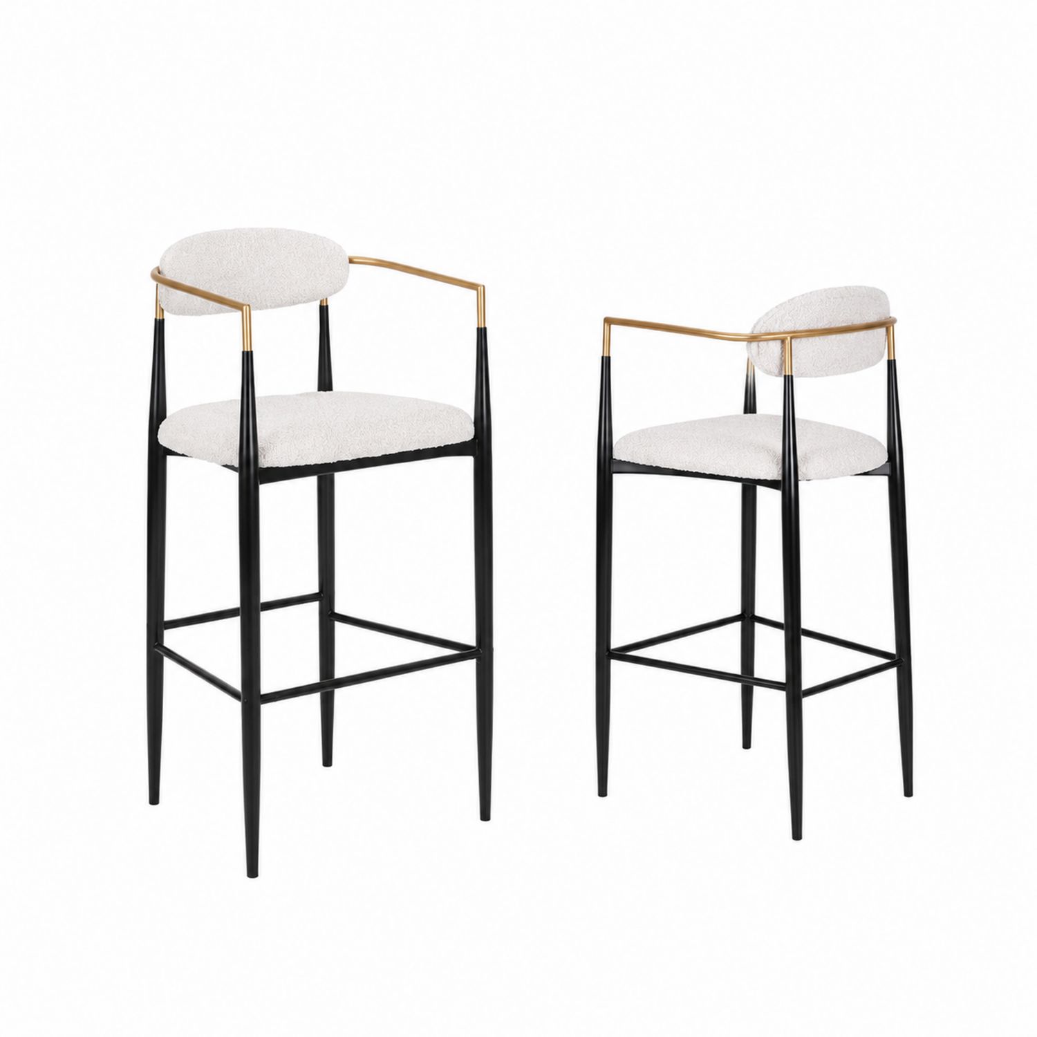 2er Set Barhocker mit Metallgestell und Polsterung in Creme-lorvern