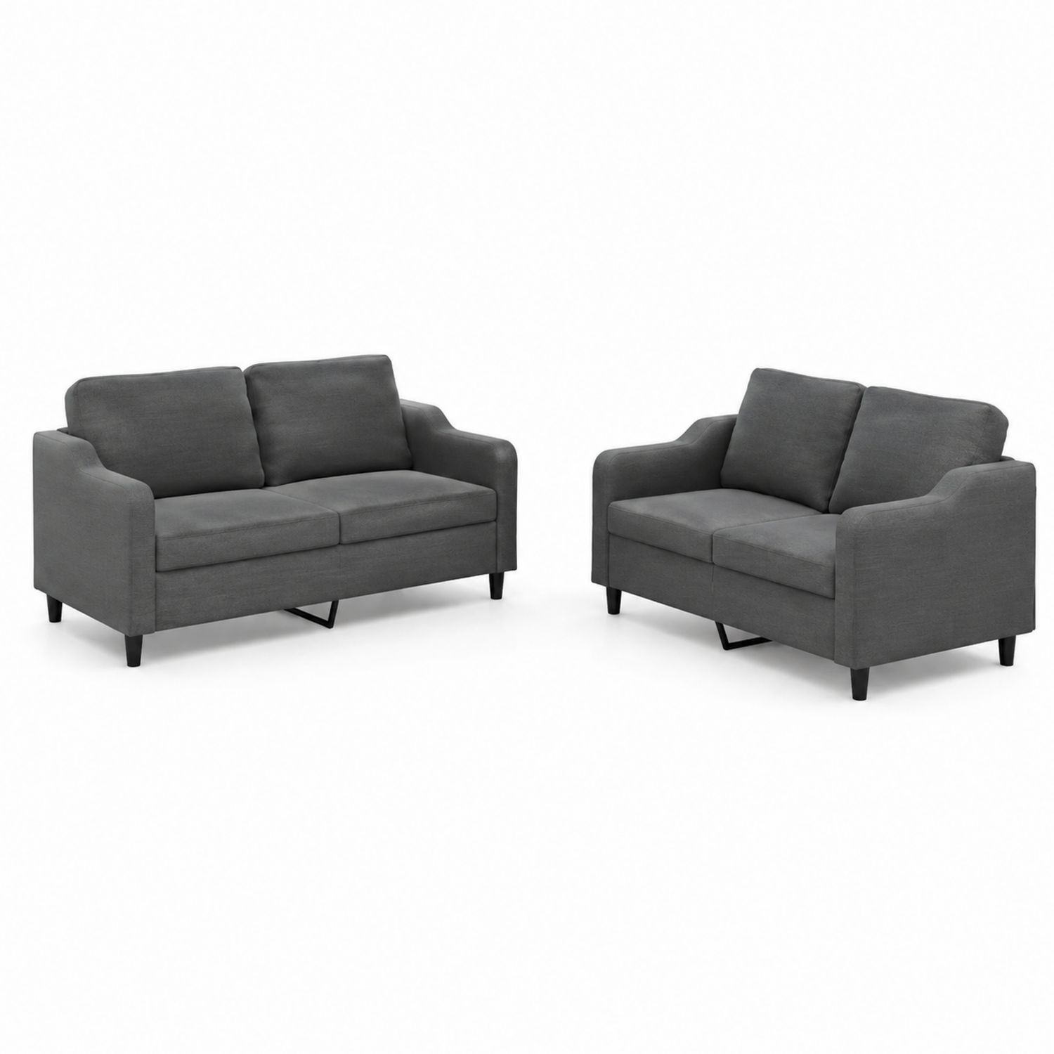 2-Sitzer Sofa Set Grauer Stoff-lorvern