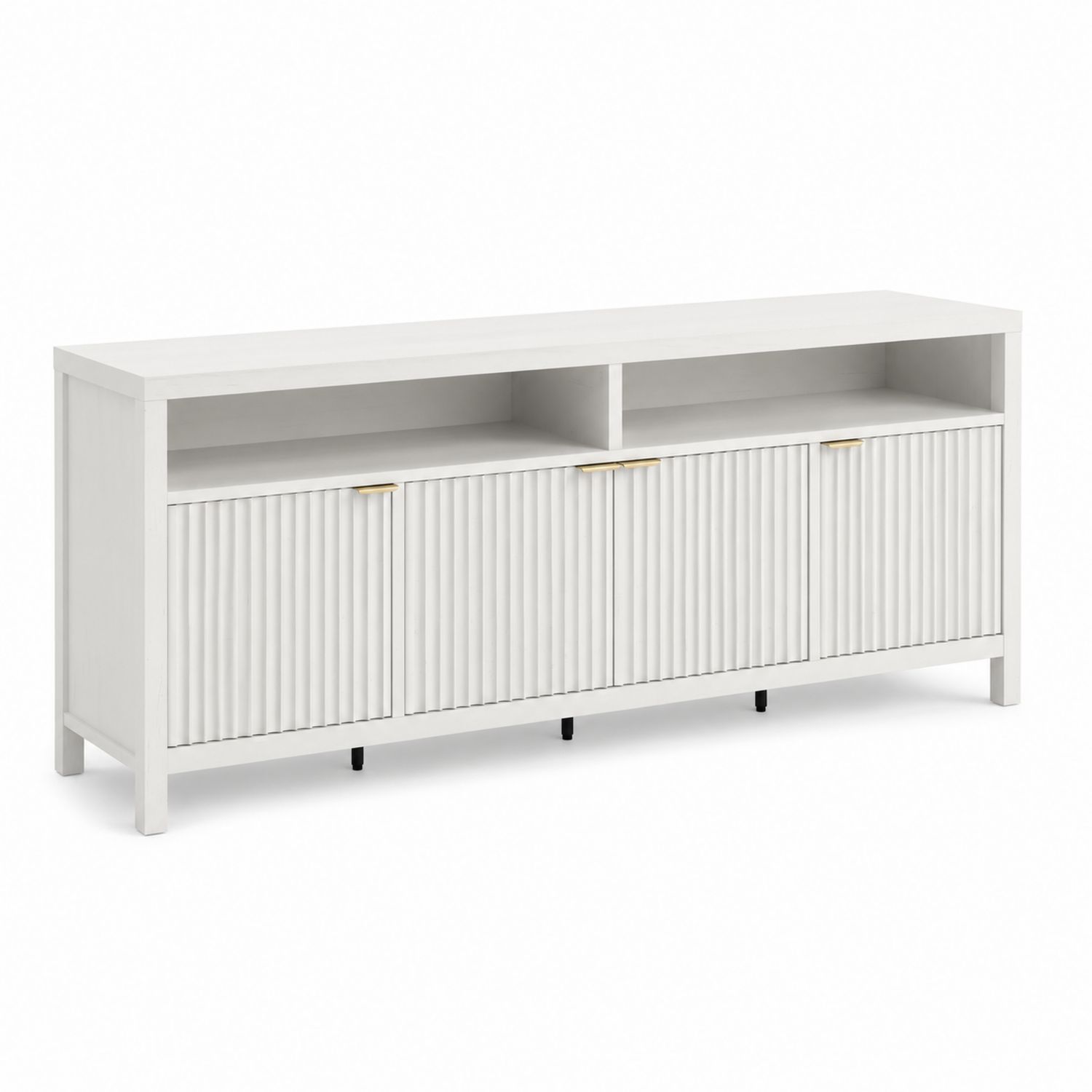 Sideboard mit vier Türen und offenen Fächern aus Holz Weiß 180x40x75 cm-lorvern