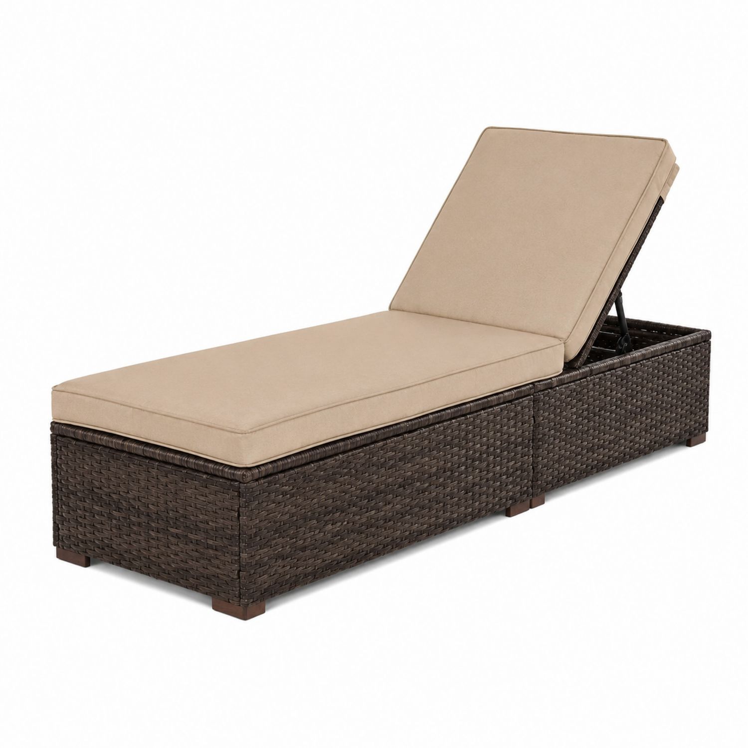 Gartenliegen rechteckig 210cm Polyrattan Stahl Braun Beige-lorvern