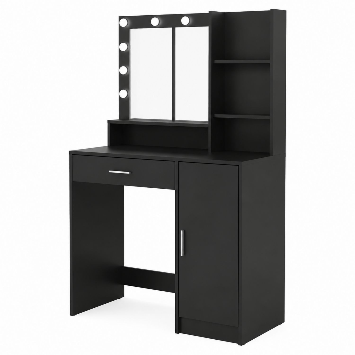 Schminktisch mit Spiegel und LED Beleuchtung Schwarz MDF-lorvern