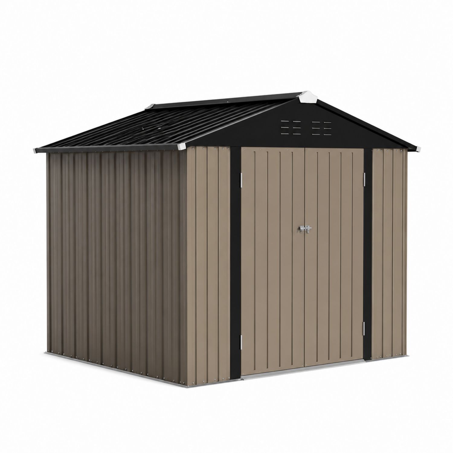 Metall Gartenschuppen 213x130x173 cm Stahl Braun/Schwarz-lorvern