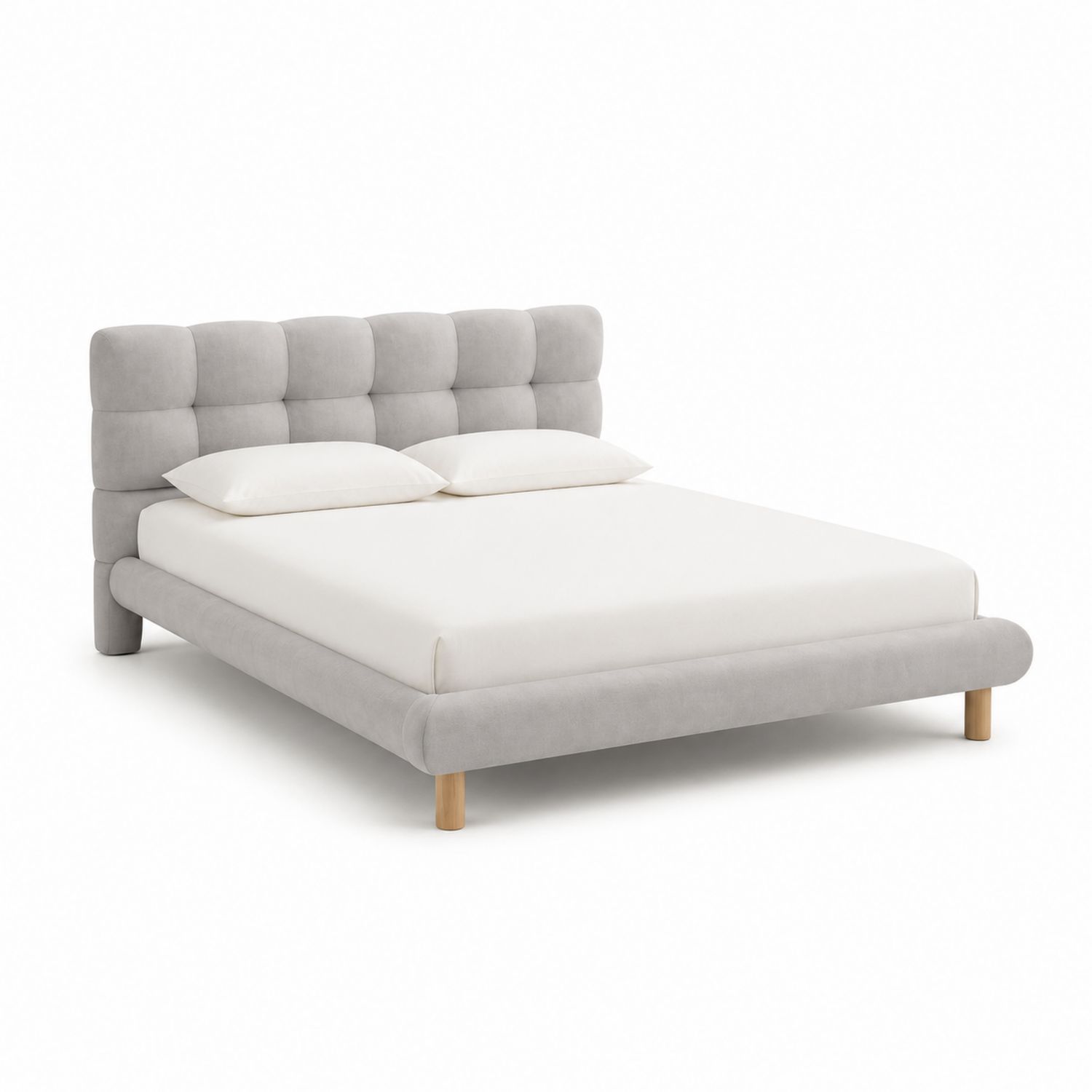 Polsterbett 200x160cm Mikrofaser Hellgrau-lorvern