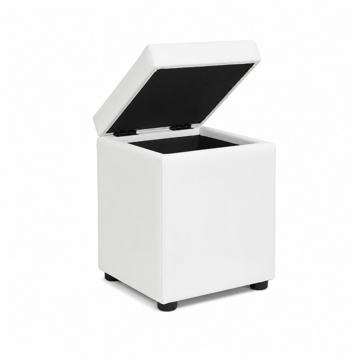Quadratischer Hocker mit Stauraum Kunstleder Weiß 38x38x38 cm-lorvern