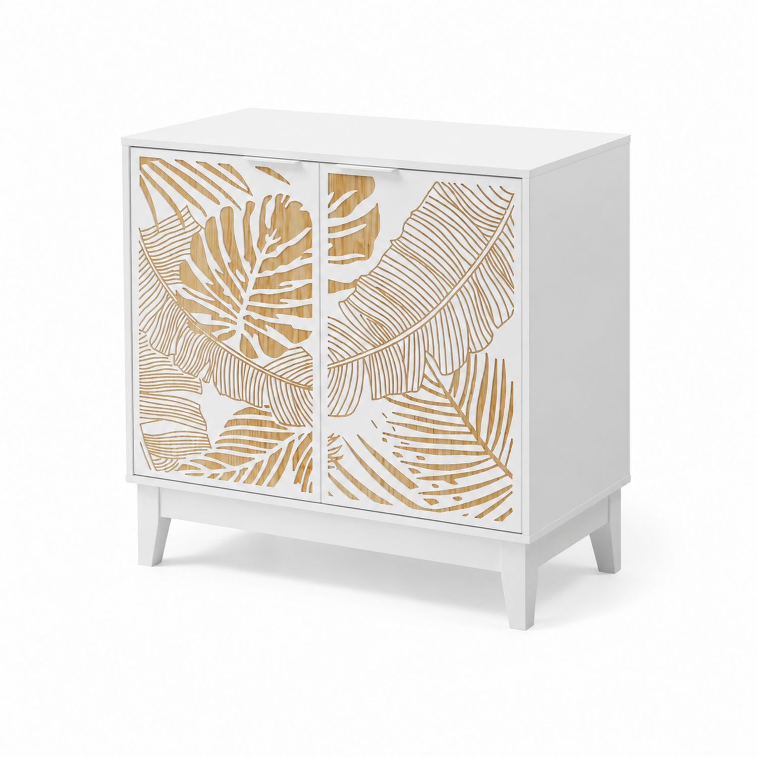 Schrank MDF und Holzfurnier Weiß/Natur-lorvern