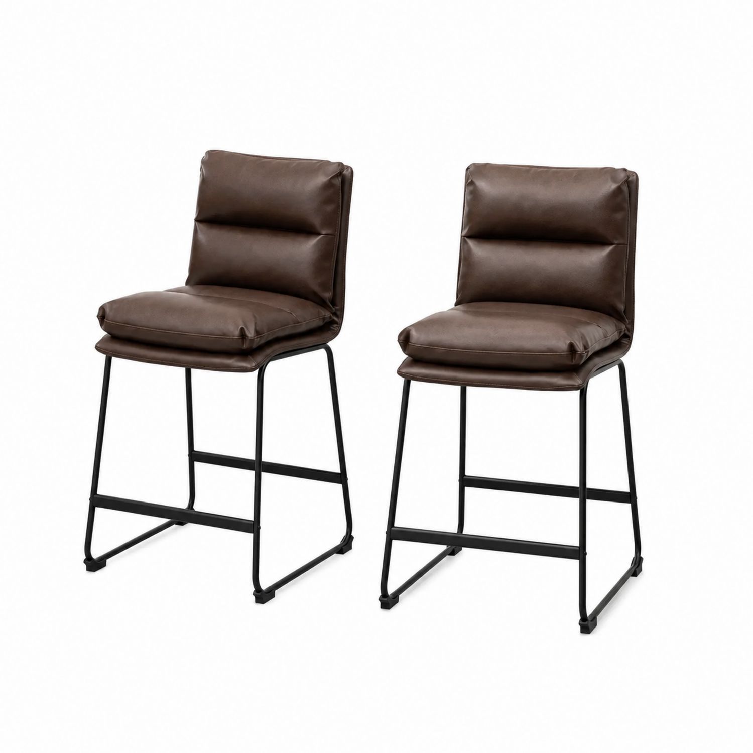 2er Set Barhocker Lederoptik Braun Metall 94cm-lorvern