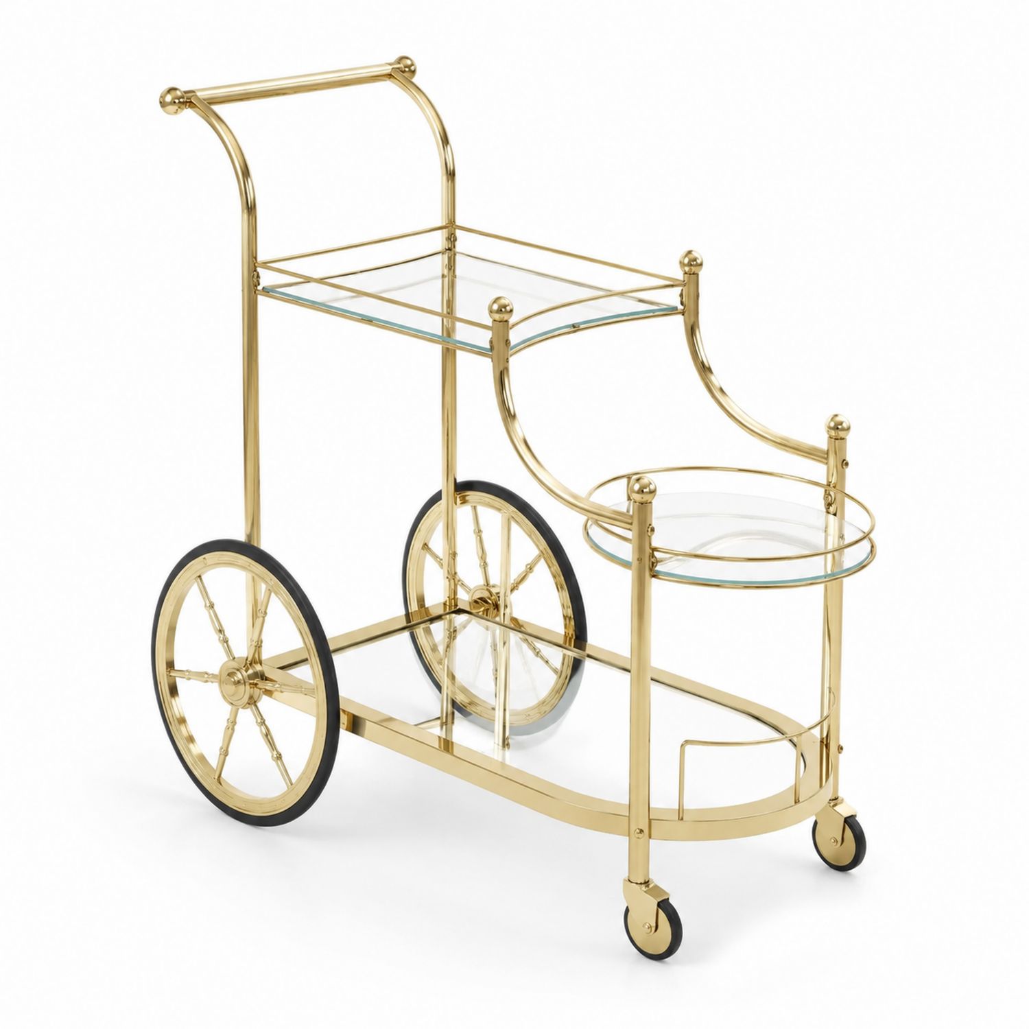 Barwagen aus Edelstahl und gehärtetem Glas, Gold-lorvern