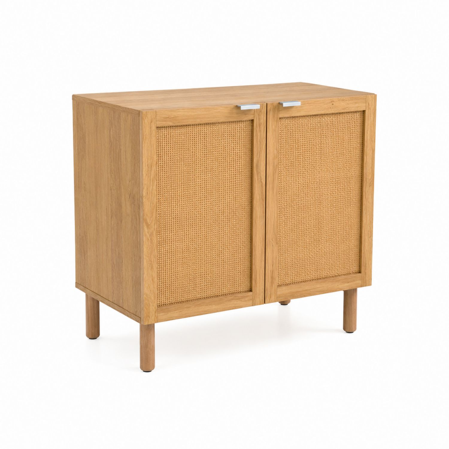 Sideboard Eichenholz mit Rattan-Türen 80x40x75 cm-lorvern