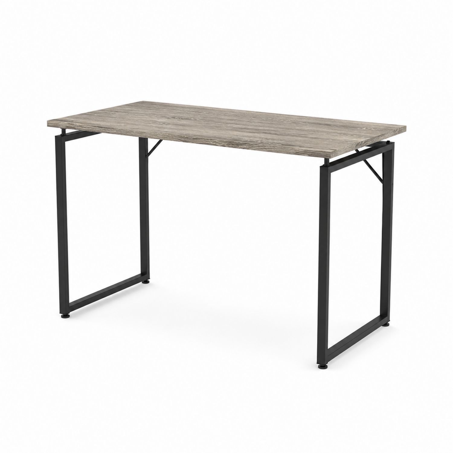 Rechteckiger Schreibtisch 120x60x75 cm Holzoptik Metall Grau