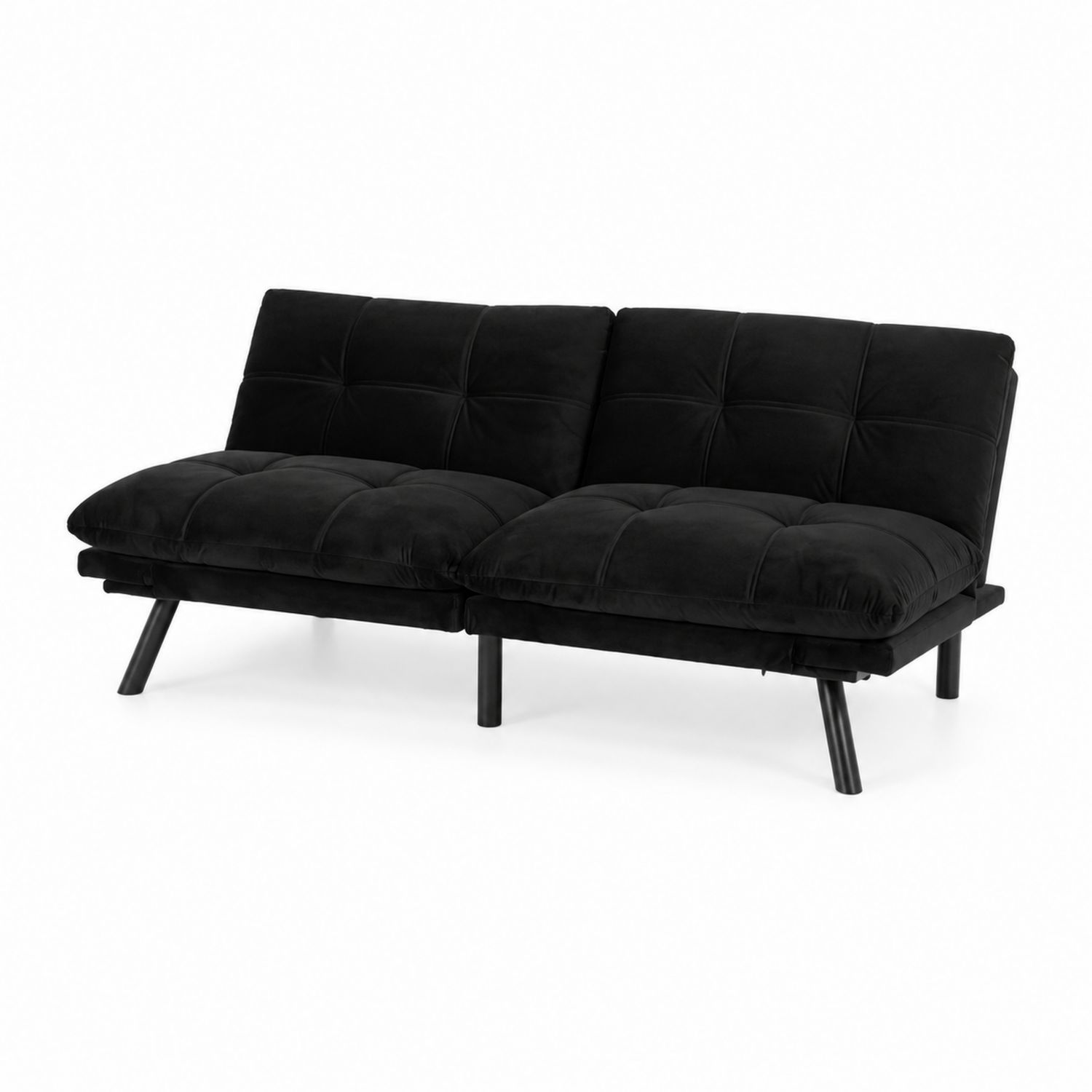 Sofa Klappbar Samt Metall Schwarz