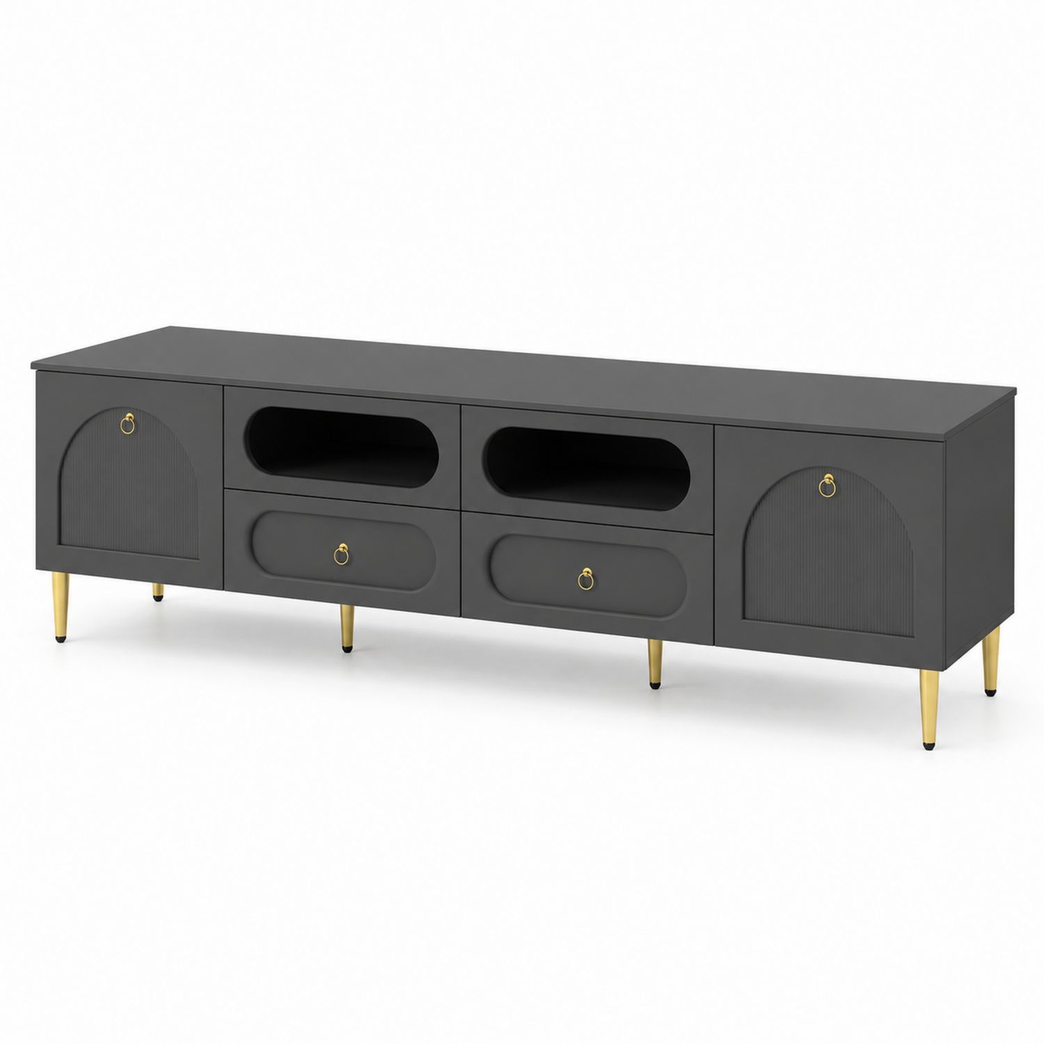 TV-Schrank aus MDF mit Metallbeinen Dunkelgrau 180cm