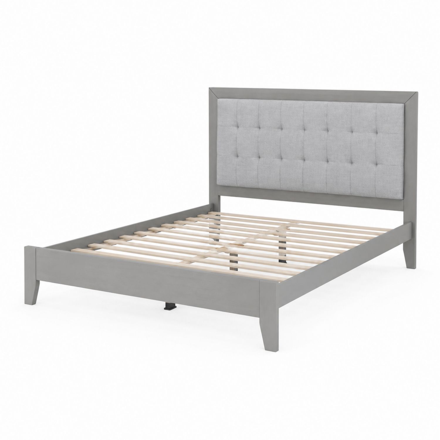 Holzbett mit gepolstertem Kopfteil 200x160 cm Grau