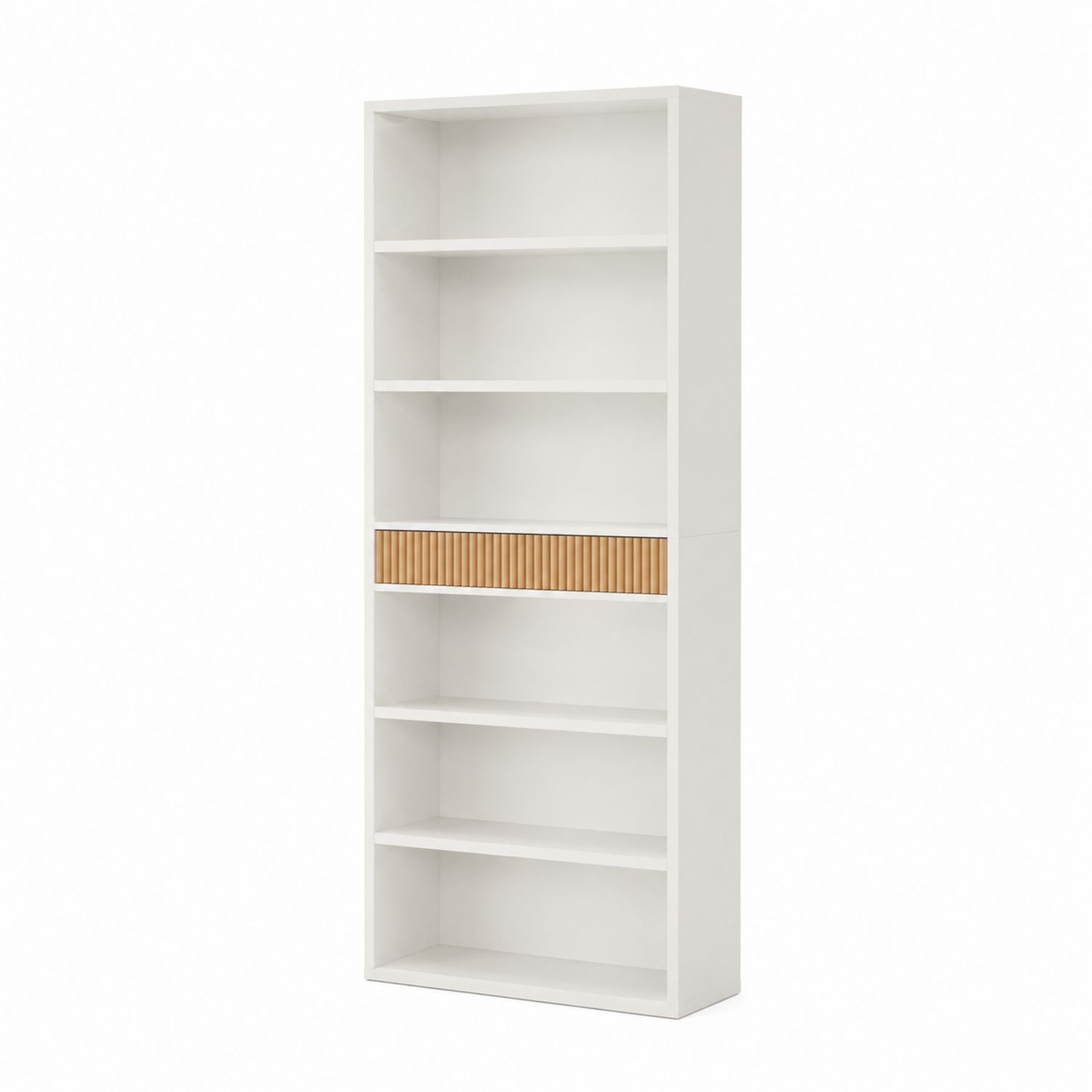 Bücherregal aus MDF und Bambus, Weiß, 180 x 80 x 30 cm