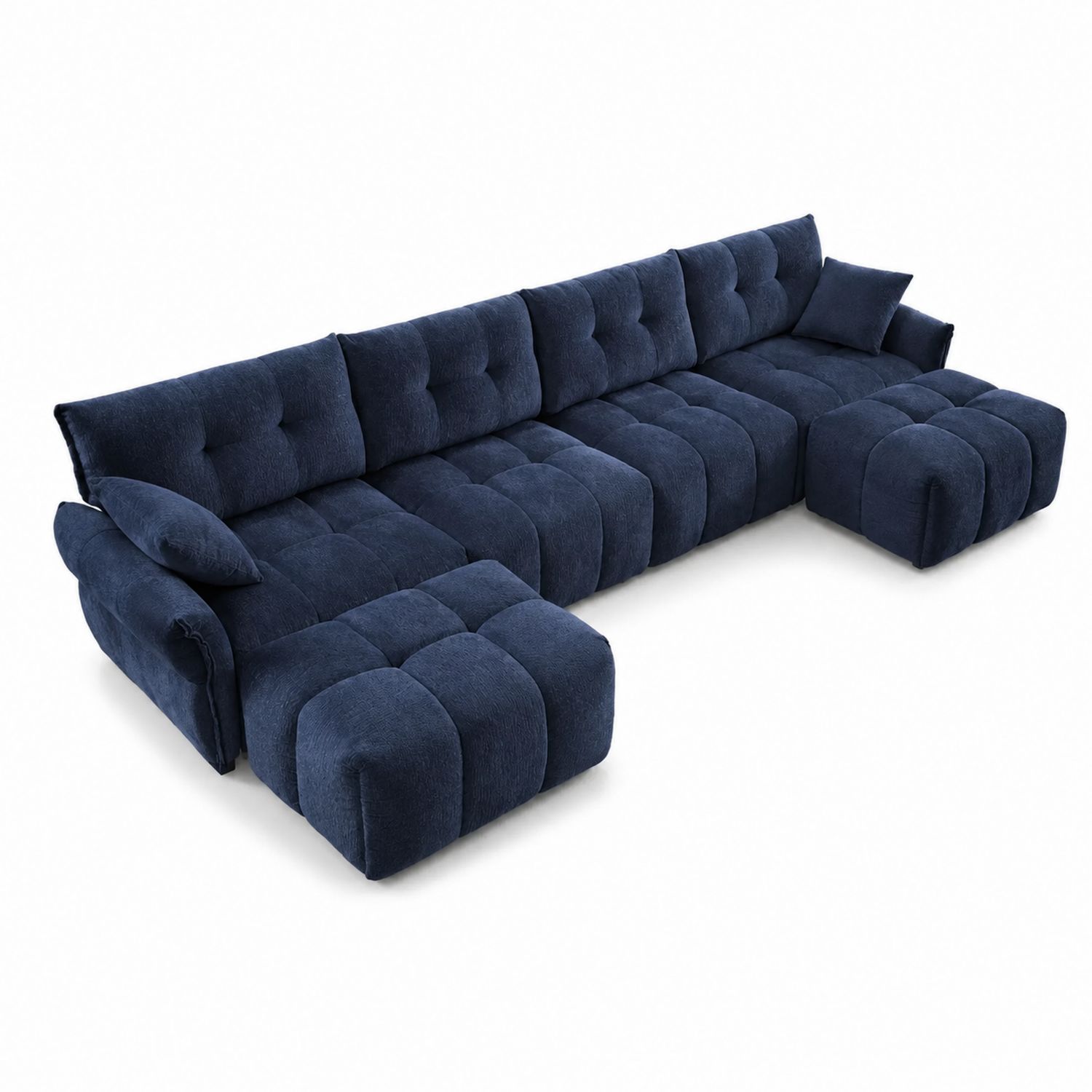 Ecksofa U-Form Textil Blau 320x200x90cm